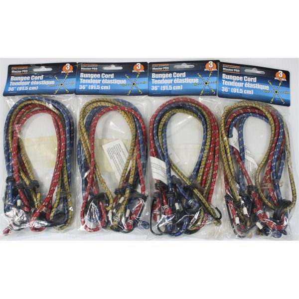 4 X 3 PCE MASTER PRO 36" BUNGEE CORDS