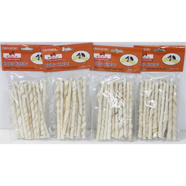 4  PKG RAWHIDE STICKS DOG CHEWS