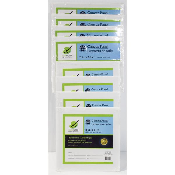 8 ASST. COLOR FACTORY CANVAS PANELS - 2 SIZES