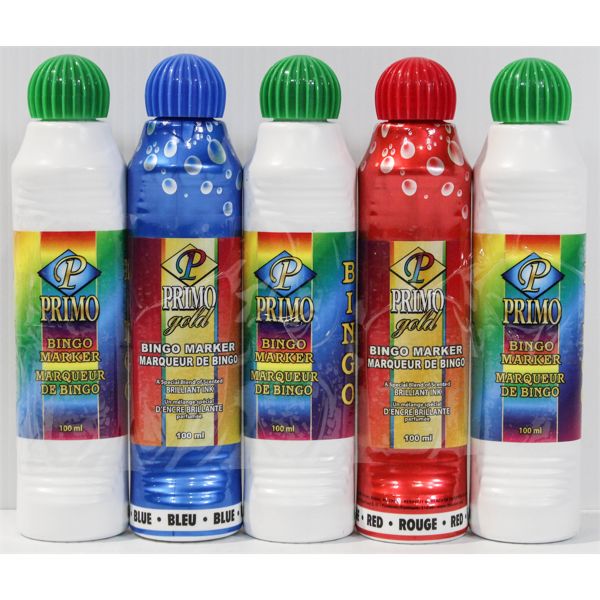 5 ASST. COLOR PRIMO BINGO DABBERS - 100ML/EA