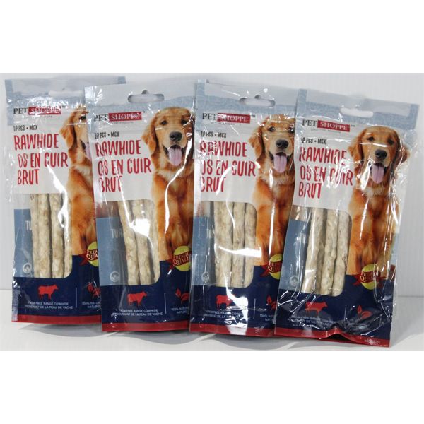 4 PET SHOPPE RAWHIDE STICKS - 10 PCE/EA