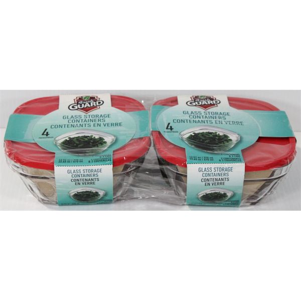 2 X 4 PCE GLASS STORAGE CONTAINER SETS 
