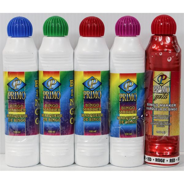 6 ASST. COLOR PRIMO BINGO DABBERS - 100ML/EA