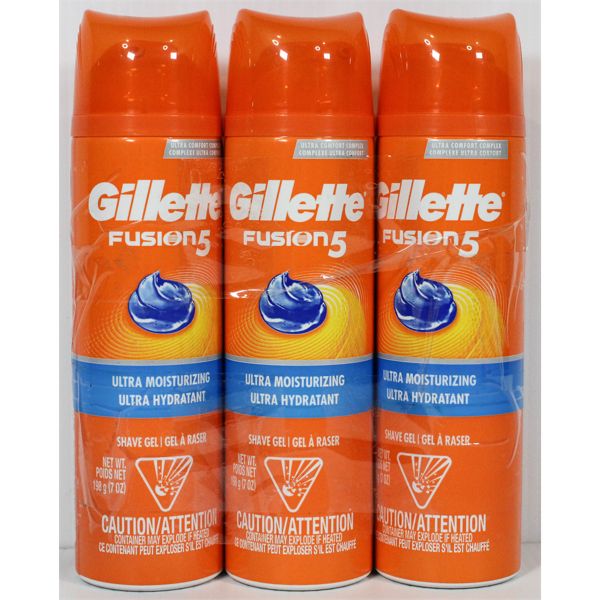 LOT OF 3 GILLETTE FUSION 5 SHAVE GEL