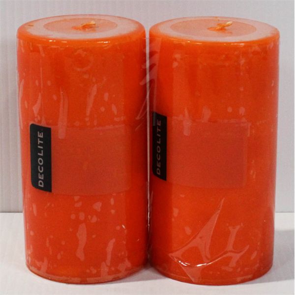 2 DECOLITE PILLAR CANDLES - MANGO COCONUT GUAVA SCENT
