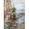 Image 1 : MEDITERRANEAN COASTAL TOWN OIL PAINTING ON CANVAS