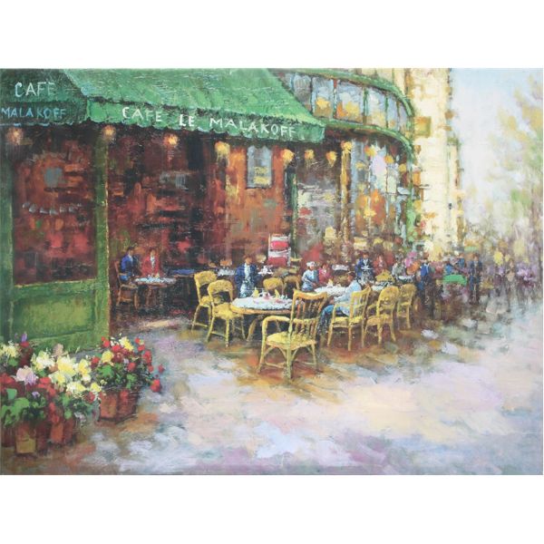 EUROPEAN CAFE SCENE OIL PAINTING ON CANVAS