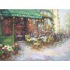 Image 1 : EUROPEAN CAFE SCENE OIL PAINTING ON CANVAS