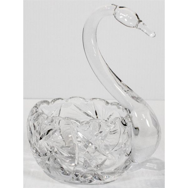 PINWHEEL CRYSTAL SWAN CANDY DISH