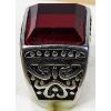 Image 2 : ORNATE MEN'S RING WITH RED STONE - SIZE 7.5