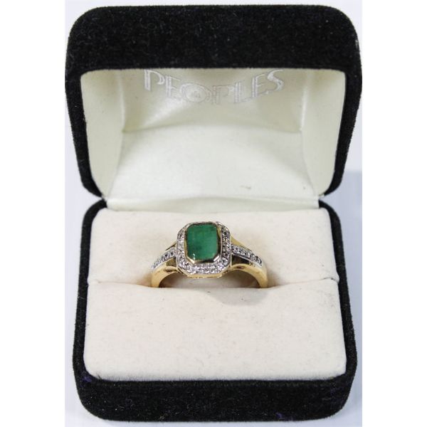 ESTATE LADIES RING STERLING SILVER W/GREEN STONE