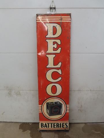 Delco Batteries Vertical Metal Sign with Very Light Embossment, Made in ...