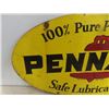 Image 2 : 1970? Pennz Oil Double Sided Heavy Metal Oval Sign, USA 31'' x 18'' 