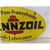 Image 8 : 1970? Pennz Oil Double Sided Heavy Metal Oval Sign, USA 31'' x 18'' 