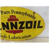 Image 8 : 1970? Pennz Oil Double Sided Heavy Metal Oval Sign, USA 31'' x 18'' 