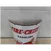 Image 2 : 1940 Texaco Fire Chief Gasoline Porcelain Curved Pump Sign, Made in USA 18'' Tall x 12'' Wide/Across