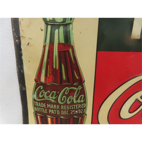 Early 1920s/1930s Coca Cola Tin Embossed Sign, Made in USA 28'' x