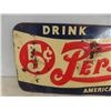 Image 2 : 1940 Pepsi Cola Double Dot Embossed Tin Sign, Made in USA 30'' x 10''