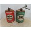 Image 1 : Veedol Motor Oil 5 Imperial Gallon Oil Tins with Spouts and Wood Handles 