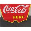 Image 8 : 1940 Double Sided Shaped Porcelain 'Drink Coca Cola Here' Flange Sign, Vilas Made in Canada 20'' x 1