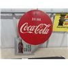 Image 1 : 1951 Drink Coca Cola Ice Cold with Bottle Double Sided Heavy Steel Flange Sign 18'' x 22'' 