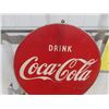 Image 2 : 1951 Drink Coca Cola Ice Cold with Bottle Double Sided Heavy Steel Flange Sign 18'' x 22'' 