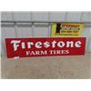 Image 1 : Firestone Farm Tires Embossed Tin Sign 48'' x 12'' 