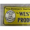 Image 2 : 1967 Western Producer-Property Protected Embossed Tin Tacker Style Sign Made in USA 14'' x 6 3/4''  