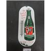 Image 1 : 7up Porcelain Thermometer with Bottle "The Fresh Up Family Drink" Made in Canada 15'' x 6'' 