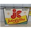 Image 1 : 1960 John CollinsTin Embossed Sign in English and French, Barker Made in Canada 27'' x 19''