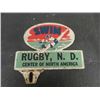 Image 2 : Swim At Rugby North Dakota Center of North America Tin License Plate Topper 6'' x 5 1/2''