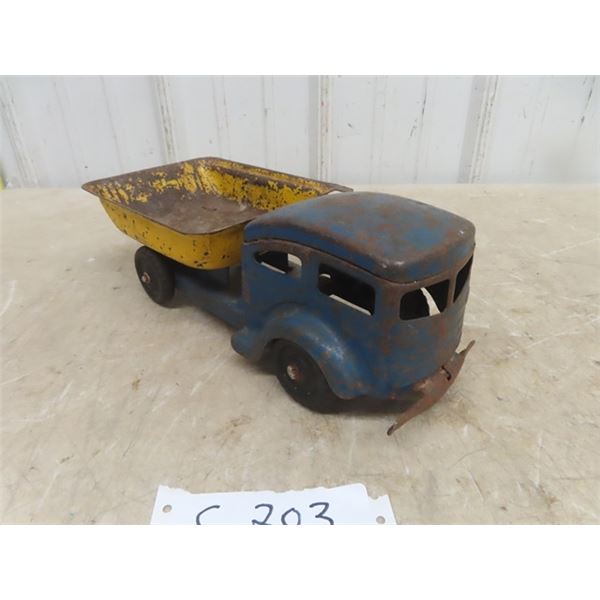 Unmarked Pressed Metal Dump Truck 12'' Long 