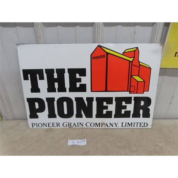 The Pioneer Grain Company Vinyl on Tin Sign 23'' x 15'' 