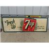 Image 1 : 1955 "Fresh Up with 7UP'' Embossed Self Framed Metal Sign, Stout Sign Company 54'' x 18 1/2'