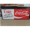 Image 1 : Huge Metal + Wood Framed Metal Coke Adds Life Sign 48.5"×119"- Made in Canada 1978