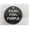 Image 2 : Porcelain Diesel Fuel Purple Double Sided Barrel Tag 2.5" Wide 