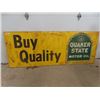 Image 1 : Quaker State Motor Oil Tin Sign - with Heavy Wood Back 36"×94"