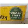 Image 3 : Quaker State Motor Oil Tin Sign - with Heavy Wood Back 36"×94"