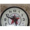 Image 2 : School House Clock with Texaco Decal + with Metal Body + Glass Face 14" Wide