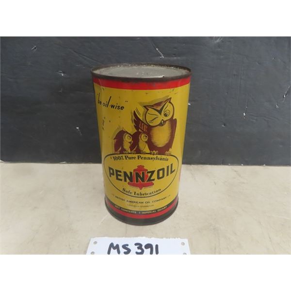 Pennzoil 1 Quart Oil Tin with Owl Graphics