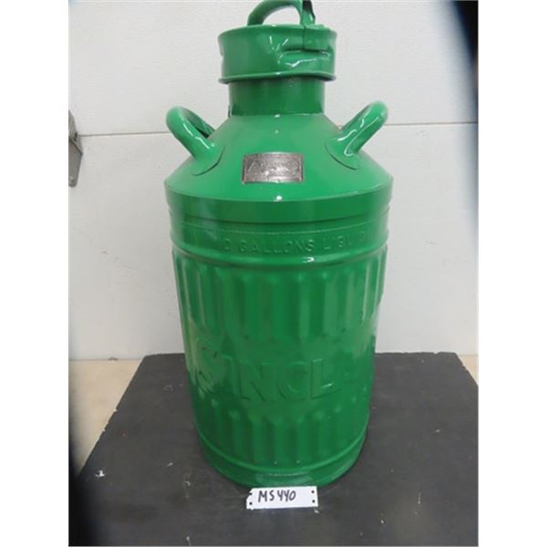 Embossed Metal 10 Gal Sinclair Oil Container Ellisco- Repainted 26  Tall