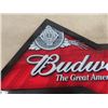 Image 2 : Budweiser Bowtie Shaped Framed Glass Sign Kasey Kahne #9- Approximately 20"×41"