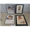 Image 1 : 4 Assorter Service Station Framed Ads: Texaco, Gulf, Bridgestone, BA - Largest 12.5"×15.5"