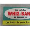 Image 2 : CiL Whiz Bang 22 Short Mushroom Ammunition Paper Window Sign - Spanish + Original Glue Residue 11"×3