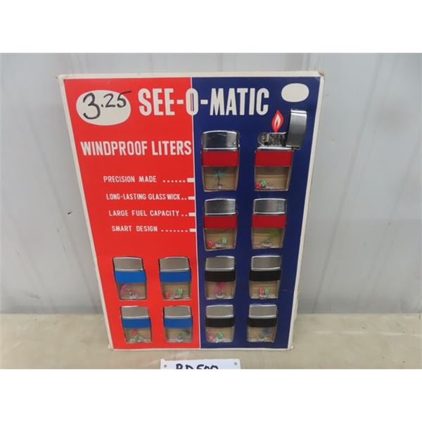 Super Cool SeeOMatic Windproof Lighters Cardboard with Easel Back