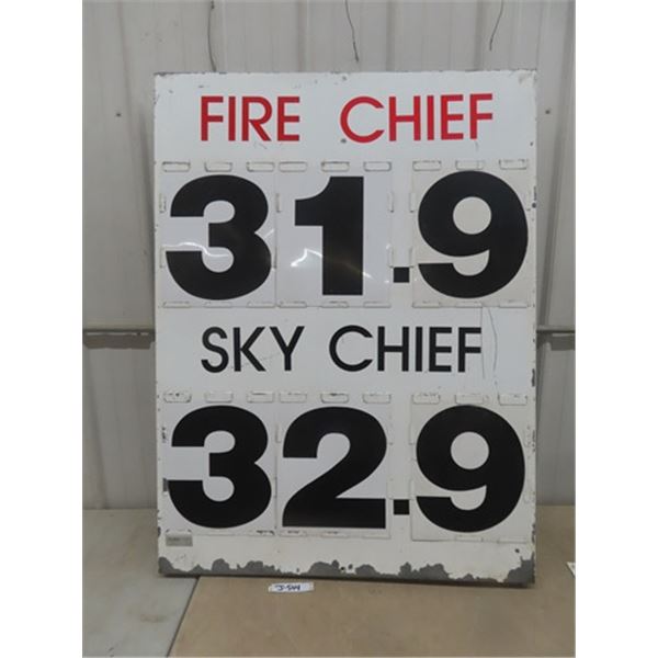 Texaco Fire Chief + Sky Chief Service Station Price Reader Sign- Metal with 2 Side Panels + Changeab