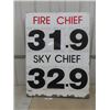 Image 1 : Texaco Fire Chief + Sky Chief Service Station Price Reader Sign- Metal with 2 Side Panels + Changeab