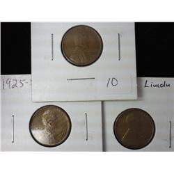 1925, 1925-D And 1925-S Lincoln Cents