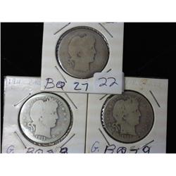 1911, 11-D And 11-S Barber Quarters