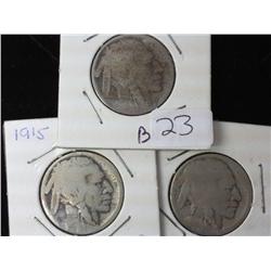 1915, 15 And 15-D Buffalo Nickels (Restored)